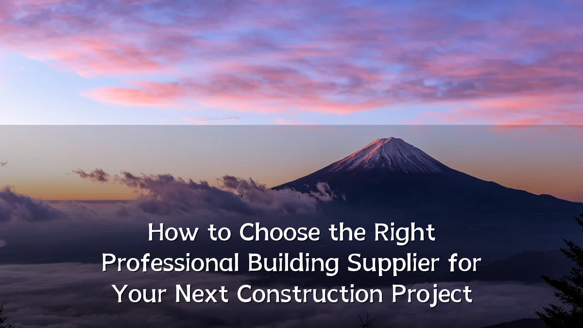 How to Choose the Right Professional Building Supplier for Your Next Construction Project